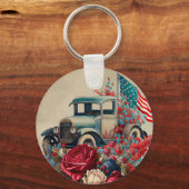 Patriotic Vintage Truck Sleutelhanger (Voorkant)