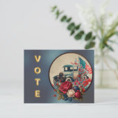 Patriotic Vintage Truck Vote Briefkaart (Staand voorkant)
