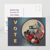 Patriotic Vintage Truck Vote Briefkaart (Voorkant / Achterkant)