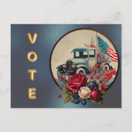 Patriotic Vintage Truck Vote Briefkaart