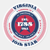 Patriotic Virginia Circle Design Sticker (Voorkant)