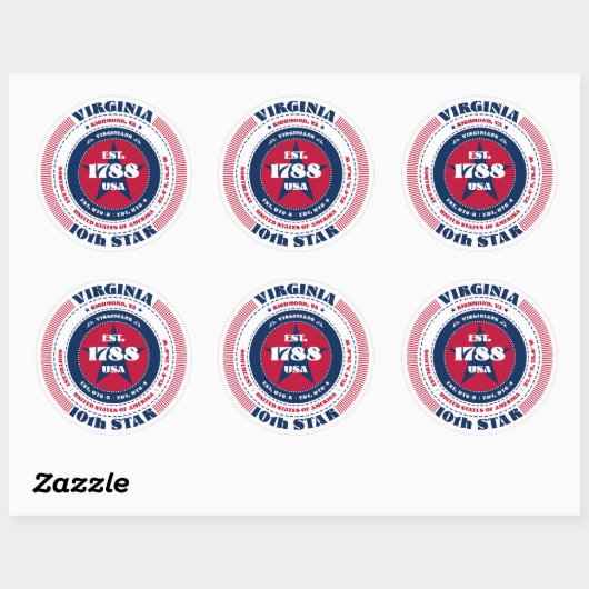 Patriotic Virginia Circle Design Sticker (Vel)
