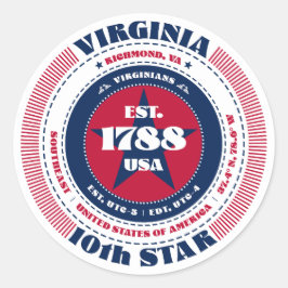 Patriotic Virginia Circle Design Sticker