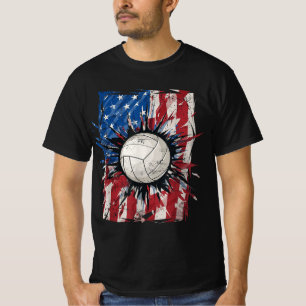 Patriotic Volleyball th of Juli Mannen American F T-shirt