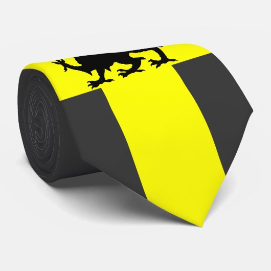 Patriotic Wales St Davids Day Dragon on Black Stro Stropdas (Opgerold)