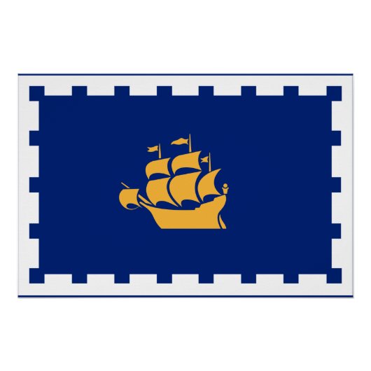 Patriotic wall poster with Flag of Quebec City (Voorkant)