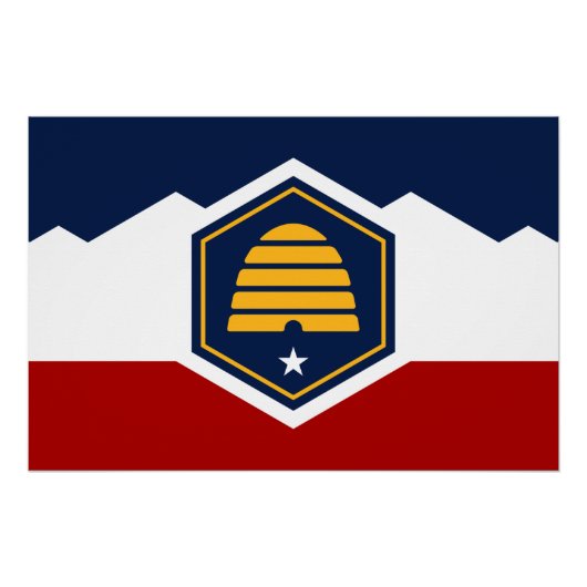 Patriotic wall poster with Flag of Utah, USA (Voorkant)