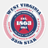 Patriotic West Virginia Circle Design Sticker (Voorkant)