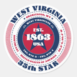 Patriotic West Virginia Circle Design Sticker