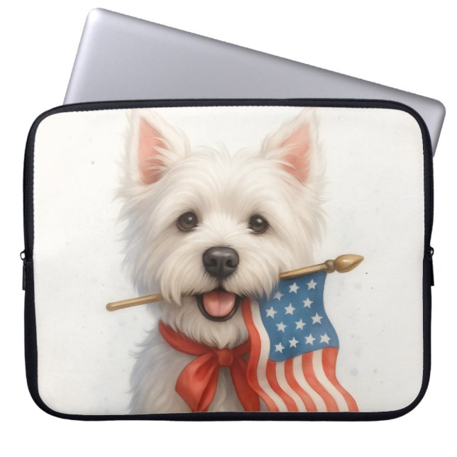 Patriotic Westie Laptop Sleeve (Voorkant)