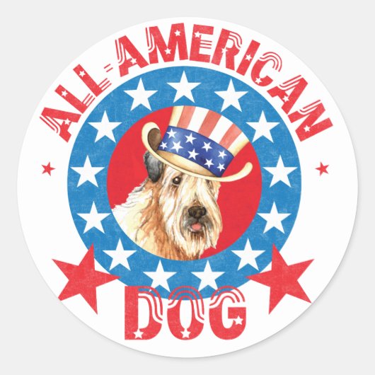 Patriotic Wheaten Ronde Sticker (Voorkant)