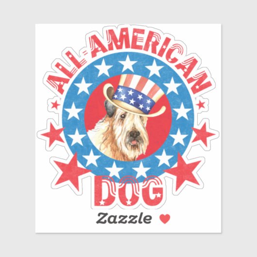 Patriotic Wheaten Vinyl Sticker (Vel)