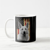 Patriotic White German Shepherd Flag American Usa  Koffiemok (Links)