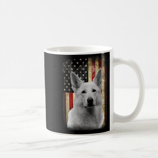 Patriotic White German Shepherd Flag American Usa  Koffiemok (Rechts)