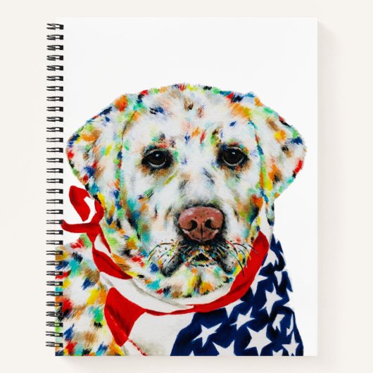 Patriotic White Labrador Notitieboek 8,5 x 11 inch (Voorkant)