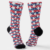 Patriotic White Stars on Red and Blue Stripe Sokken (Gebogen)