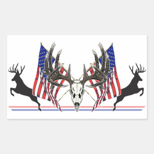 Patriotic Whitetail buck Rechthoekige Sticker