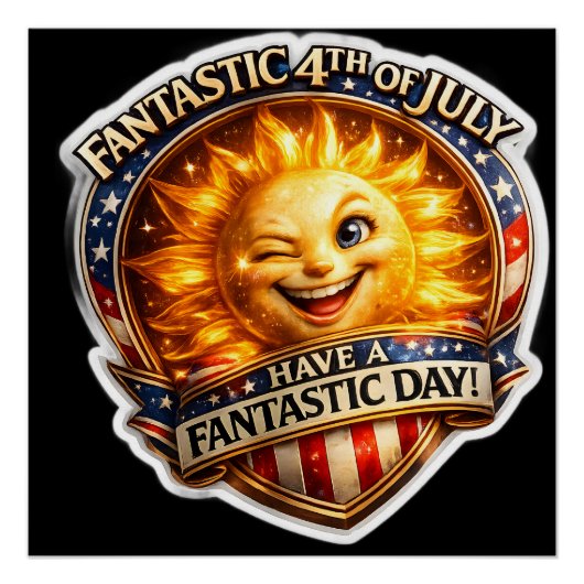 Patriotic winking fourth of July celebration wall Perfect Poster (Voorkant)