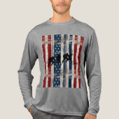 Patriotic Wood Flag Hockey Players  Tri-Blend Shirt (Voorkant volledig)