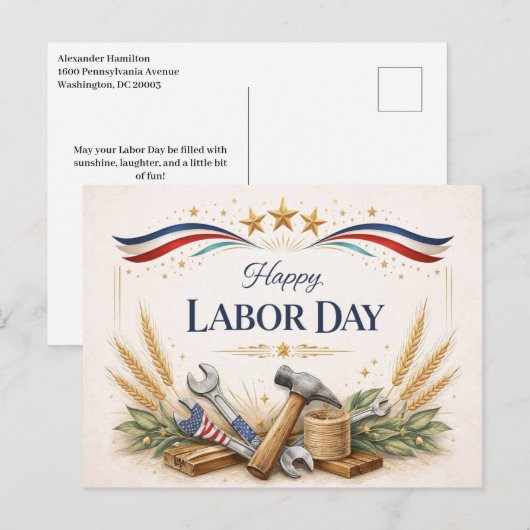 Patriotic Worker Tools Labor Day Feestdagenkaart (Voorkant / Achterkant)