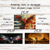 Patriotic Wrapping Paper for Decoupage 3 Sheets 