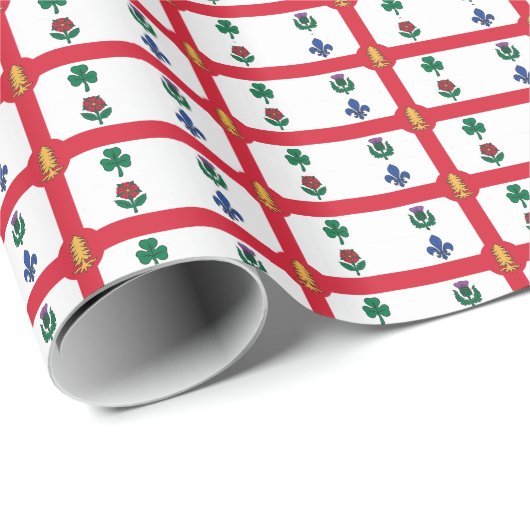Patriotic wrapping paper with Flag of Montreal Cadeaupapier (Rol Hoek)