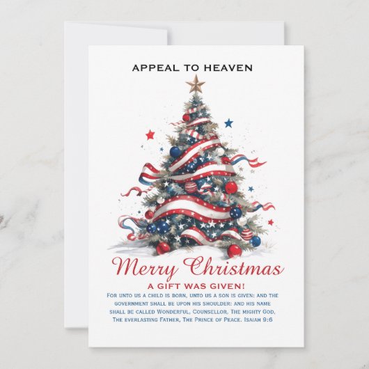 Patriotic Xmas Tree ATH1 with origin ed FLAT CARD Feestdagenkaart (Voorkant)