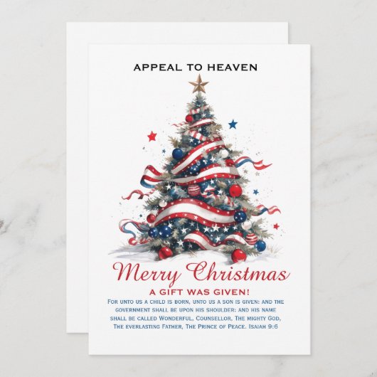 Patriotic Xmas Tree ATH1 with origin ed FLAT CARD Feestdagenkaart (Voorkant / Achterkant)