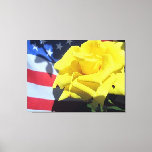 Patriotic Yellow Rose Canvas Afdruk (Voorkant)