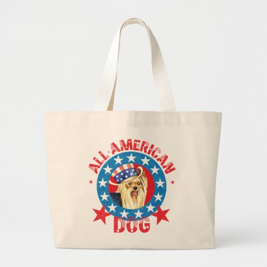 Patriotic Yorkie Grote Tote Bag (Voorkant)
