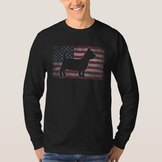 Patriotic Yorkshire Terrier American Flag Dog Mann T-shirt (Voorkant)