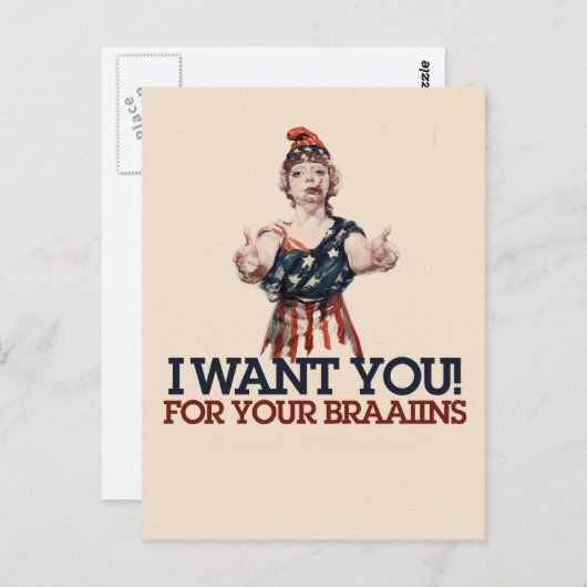 Patriotic Zombie Briefkaart (Voorkant / Achterkant)