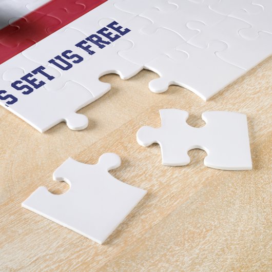 PATRIOTIEK 4 JULI voor vrijheid, Christus zette on Legpuzzel (Zijkant)