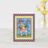 PATRIOTISCH ELEPHANT DIE AMERIKAANSE VLAG WACHT KAART (Gele Bloem)