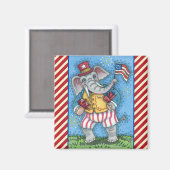 PATRIOTISCH ELEPHANT DIE AMERIKAANSE VLAG WACHT MAGNEET (Voorkant / Achterkant)