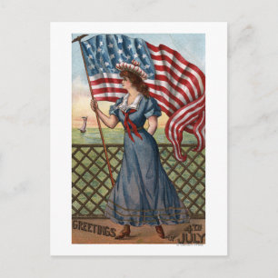Patriotisch geklede vrouw briefkaart