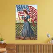 Patriotisch geklede vrouw canvas afdruk (Insitu (Woonkamer))
