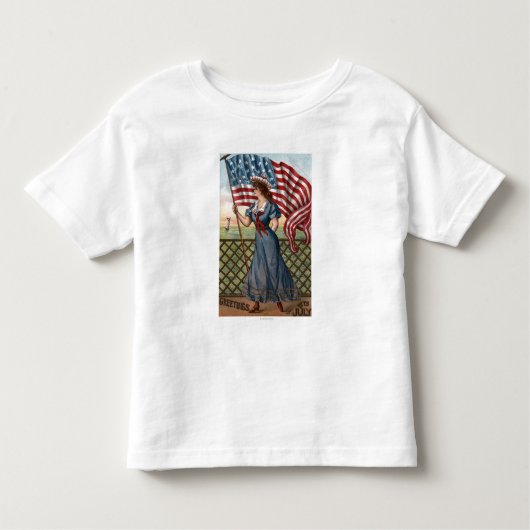 Patriotisch geklede vrouw kinder shirts (Voorkant)