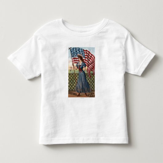 Patriotisch geklede vrouw kinder shirts (Voorkant)