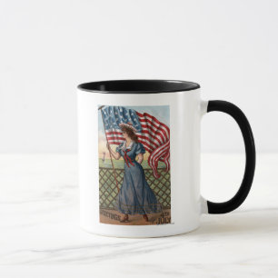 Patriotisch geklede vrouw mok