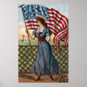 Patriotisch geklede vrouw poster (Voorkant)