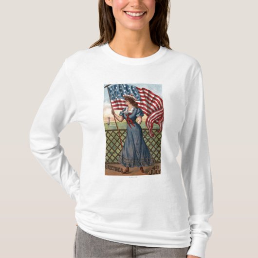 Patriotisch geklede vrouw t-shirt (Voorkant)
