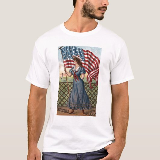 Patriotisch geklede vrouw t-shirt (Voorkant)