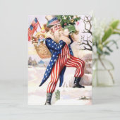 Patriotisch oom Sam Santa Claus Feestdagenkaart (Staand voorkant)