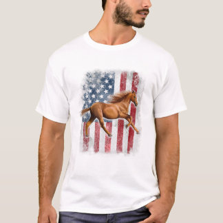 Patriotisch Paard Amerikaanse Vlag T-shirt