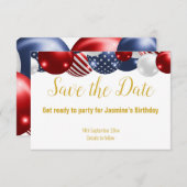 PATRIOTISCH RODE BLAUWE WIT BEWAREN DE DATUM RSVP (Voorkant / Achterkant)