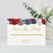 PATRIOTISCH ROOD BLauw WIT SAVE THE DATE RSVP (Staand voorkant)