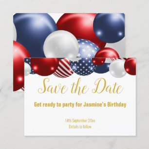 PATRIOTISCH ROOD BLauw WIT SAVE THE DATE RSVP Kaartje
