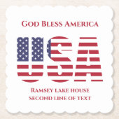 Patriotisch USA Square geschulpte papieren Onderze Kartonnen Onderzetters (Voorkant)
