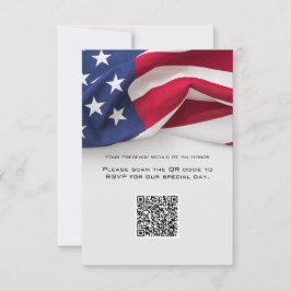 PATRIOTISCHE Amerikaanse Vlag Trouw QR-code Antwoo RSVP Kaartje
